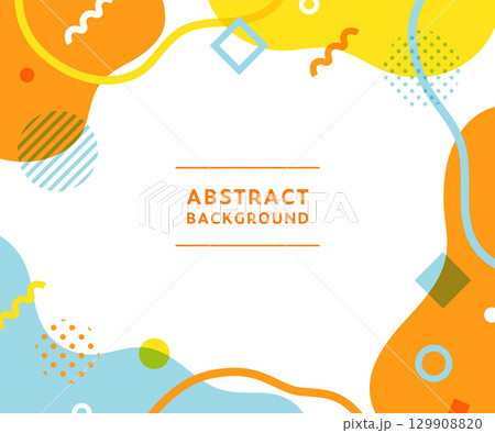 メンフィス柄・幾何学模様・抽象的な背景フレームのイラスト　ポップ　デザイン　アブストラクト　素材　枠 129908820