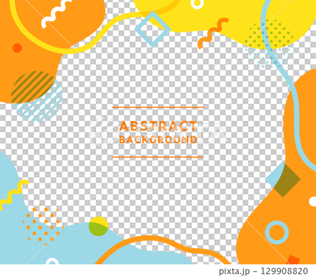 メンフィス柄・幾何学模様・抽象的な背景フレームのイラスト　ポップ　デザイン　アブストラクト　素材　枠 129908820