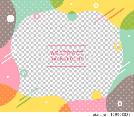 Abstract background frame illustration with curves, wavy lines, and polka dots. Pop design, abstract material, frame. 129908822