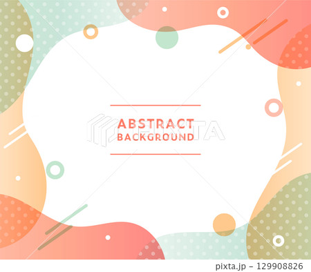 曲線・波線と水玉模様の抽象的な背景フレームのイラスト　ポップ　デザイン　アブストラクト　素材　枠 129908826