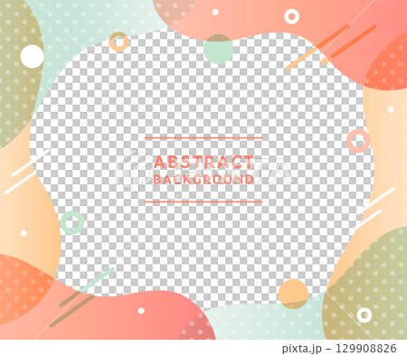 曲線・波線と水玉模様の抽象的な背景フレームのイラスト　ポップ　デザイン　アブストラクト　素材　枠 129908826