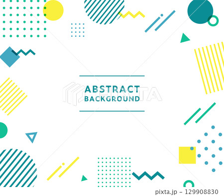 メンフィス柄・幾何学模様・抽象的な背景フレームのイラストセット　ポップ　デザイン　アブストラクト 129908830