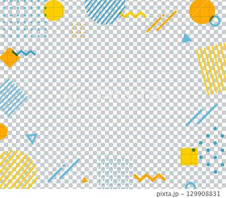 メンフィス柄・幾何学模様・抽象的な背景フレームのイラストセット ポップ デザイン アブストラクト メンフィス柄・幾何学模様・抽象的な背景フレームのイラストセット ポップ デザイン アブストラクト 129908831