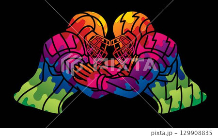 American Football Sport Players Action Cartoon Graphic Vector 129908835