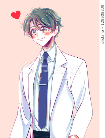 白衣を着た爽やかな男性　ネクタイ　黒髪　恋 129908839