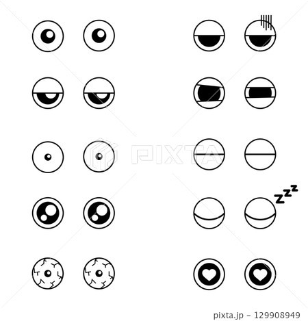目の表情のベクターイラスト素材セット 目の表情のベクターイラスト素材セット 129908949