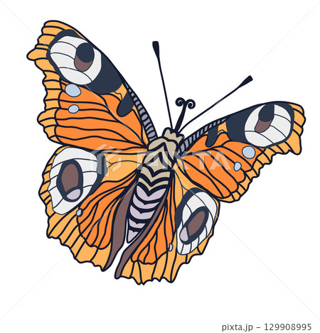 Monarch butterflies Vector hand drawn insect illustration isolated on white background 129908995