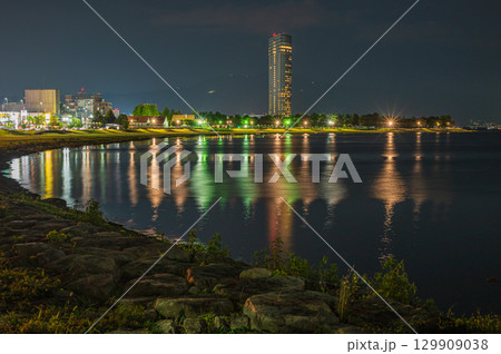 琵琶湖岸夜景　大津市 129909038