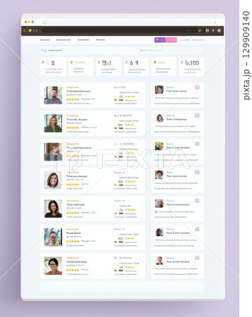 Overview of User Profiles on a Digital Platform Showcasing Various Individuals and Their Ratings for Services Offered 129909140