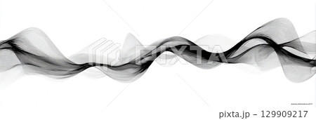Dynamic Black and White Wave Patterns Flowing Gracefully Against a White Background 129909217