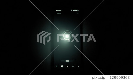 Voice Memo Screen Illuminated in Darkness at Night With Clear Display 129909368