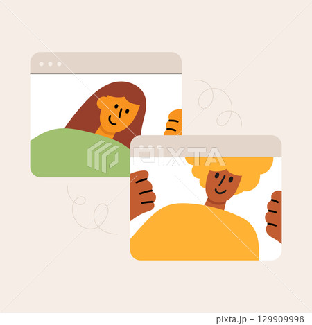 Flat vector illustration of character talking...のイラスト素材 [129909998] - PIXTA