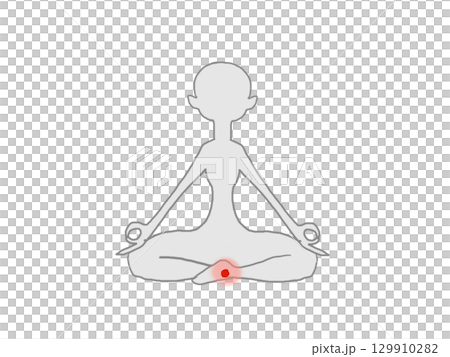 第一個脈輪和人體輪廓的插圖 129910282