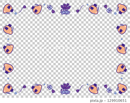 Rotating kiwi and purple cyclamen frame illustration Rotating kiwi and purple cyclamen frame illustration 129910651