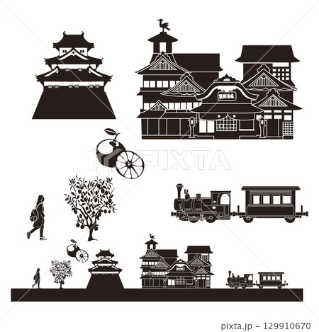 愛媛の街並みパーツ 129910670