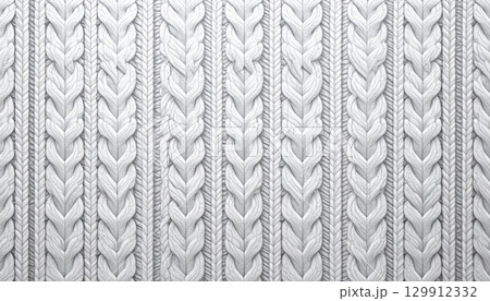 Detailed White Wool Cable Knit Texture...のイラスト素材 [129912332] - PIXTA