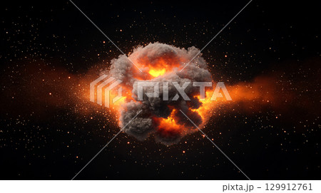 Dramatic fire and smoke effect glowing red and yellow colors exploding. AI Generated. Dramatic fire and smoke effect glowing red and yellow colors exploding. AI Generated. 129912761