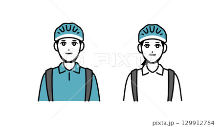 男女のフード配達員のアバターセット 129912784