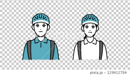 男女のフード配達員のアバターセット 129912784