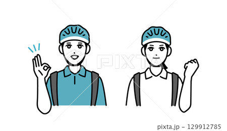 男女のフード配達員のアバターセット 129912785