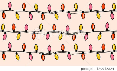 Seamless Pattern with Christmas String Lights Seamless Pattern with Christmas String Lights 129912824