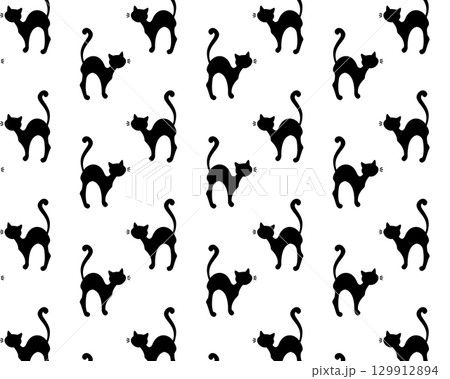 Pattern of cat silhouettes. Vector illustration in flat style Pattern of cat silhouettes. Vector illustration in flat style 129912894