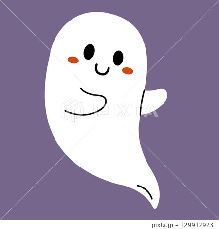 Cute ghost. Halloween design. Isolated background. Vector flat illustration Cute ghost. Halloween design. Isolated background. Vector flat illustration 129912923