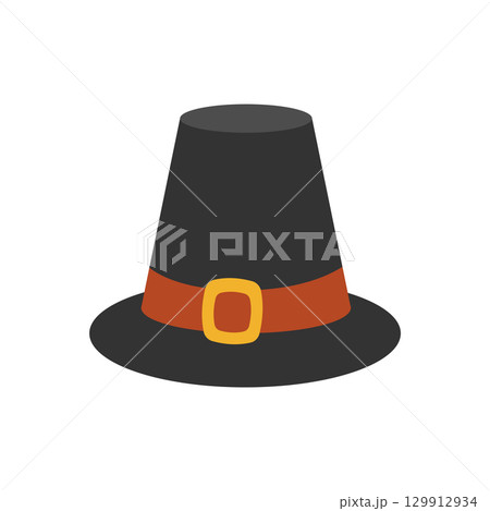 Pilgrim hat. Thanksgiving design. Isolated background. Vector flat illustration Pilgrim hat. Thanksgiving design. Isolated background. Vector flat illustration 129912934
