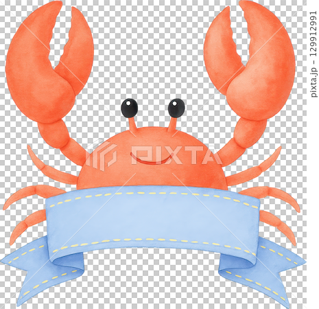 Cheerful crab and a ribbon banner Cheerful crab and a ribbon banner 129912991