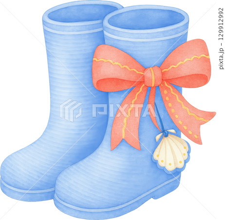 Cheerful rain boots with a festive bow and shell accent 129912992