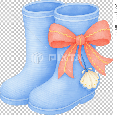 Cheerful rain boots with a festive bow and shell accent 129912992
