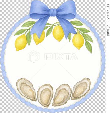 Lemon and Oyster Wreath with Blue Bow 129913013