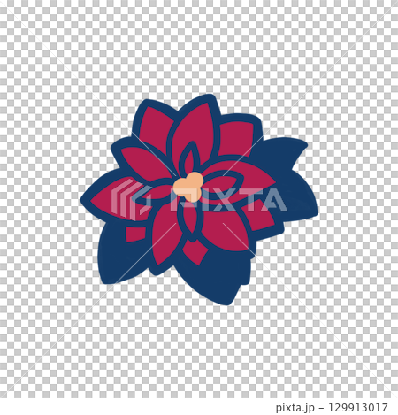 Color illustration of a red poinsettia 129913017