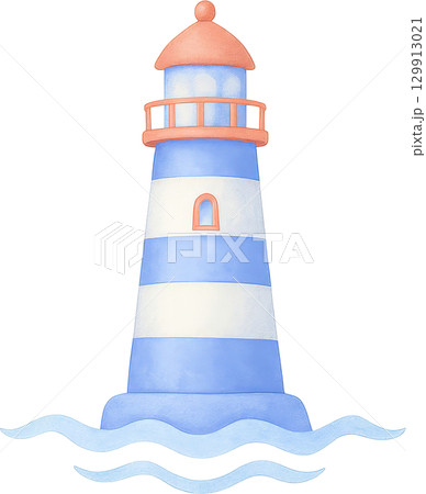 Striped Lighthouse Beacon on the Coast Striped Lighthouse Beacon on the Coast 129913021