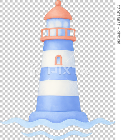 Striped Lighthouse Beacon on the Coast Striped Lighthouse Beacon on the Coast 129913021