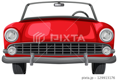 Classic Red Convertible Car Front View Illustration 129913176