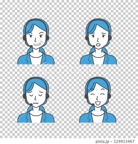 Female Operator 4 facial expressions v2 129913467