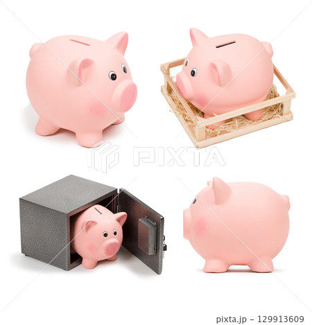 Set of pink ceramic piggy banks Set of pink ceramic piggy banks 129913609