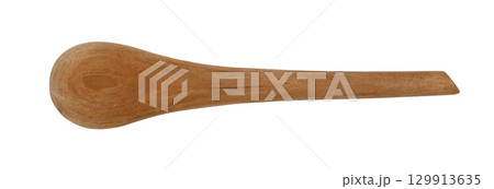 Wooden spoon back top view isolated on white background 129913635