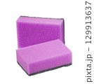 Pink kitchen sponge, domestic cleaning tool 129913637