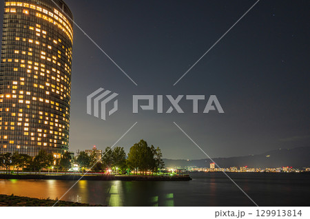 琵琶湖岸夜景　大津市 129913814