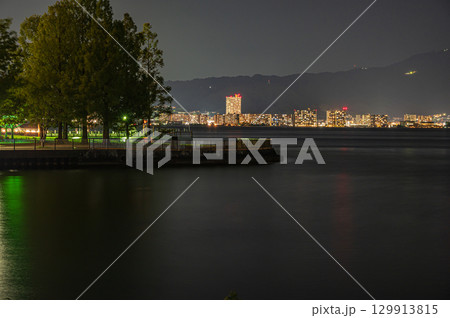 琵琶湖岸夜景　大津市 129913815