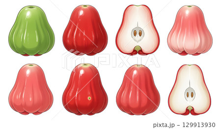 Set of rose apple fruit cartoon design. 129913930