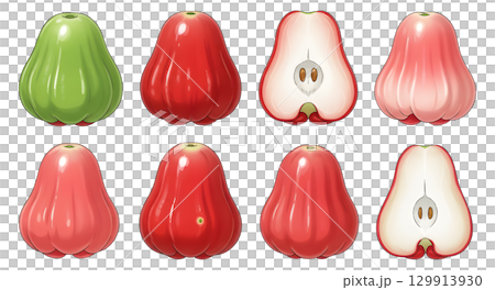 Set of rose apple fruit cartoon design. 129913930