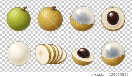 Set of longan fruit cartoon design. 129913932