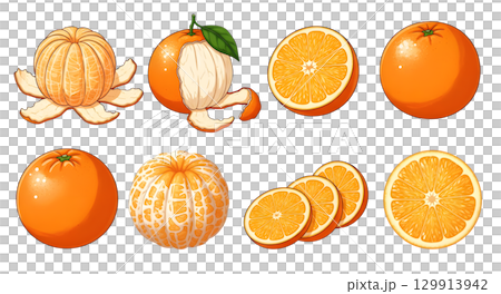 Set of orange fruit cartoon design. Set of orange fruit cartoon design. 129913942