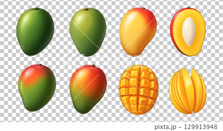 Set of mango fruit cartoon design. 129913948