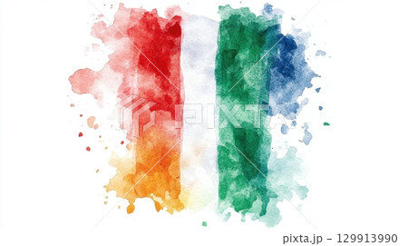 Watercolor brush stroke texture of ivory coast flag colors in creative abstract design. Italian-American Heritage and Culture Month 129913990