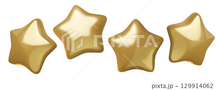 3d gold stars illustrations set isolated on white background 129914062