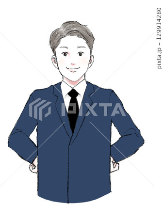 イラスト素材:自信・えっへん・ビジネスマン・男性 イラスト素材:自信・えっへん・ビジネスマン・男性 129914280